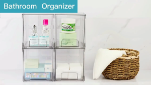 Transparent stackable storage drawers cosmetic storage box household organizing storage box