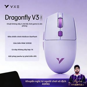 Chuột Không Dây ATK VXE Dragonfly V3 Pro 4 Chế Độ Cảm Biến Kép 1K 520mAh Sạc Lại Được Cảm Biến PAW3395SE/Xhero AI Dùng Cho Văn Phòng Và Chơi Game