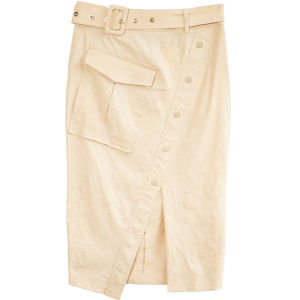 Stylish Slanted Open-front Straight A-line Linen Skirt
