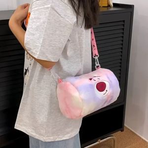 Túi đeo chéo hình trụ vải bông loang màu họa tiết Lotso Sanrio dễ thương _ TingTing