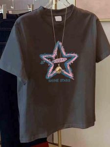 Áo Thun Cotton Tay Ngắn Màu Xám Đậm Mùa Hè 2024 Áo Thun Nữ Dáng Rộng Dài Vừa Phải Đa Năng Thời Trang Thường Ngày