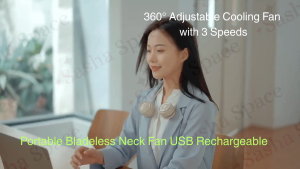 Portable Bladeless Neck Fan USB Rechargeable | 360° Adjustable Cooling Fan with 3 Speeds