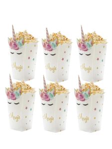 6 Hộp Bắp Rang Bơ Hình Kỳ Lân Dễ Thương Hộp Đựng Kẹo Ma Thuật Dành Cho Tiệc Sinh Nhật Bé Gái Trang Trí Đồ Ăn Vặt Túi Giấy Có Thể Gấp Gọn