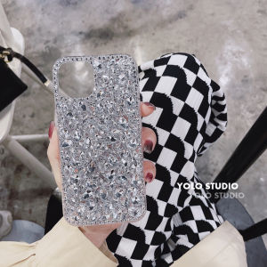 YOLO Original Minimalist Luxury Gem Diamond Crystal White Shiny Water Diamond Protective Cover for  16Promax 17Pro Phone Case