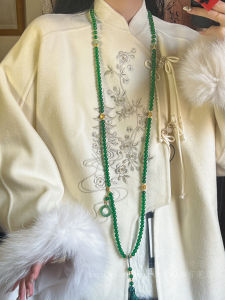 สร้อยคอทรงยาวสีแดงสไตล์จีนโบราณสำหรับผู้หญิง เครื่องประดับแฟชั่นสไตล์ฮันฟู่ สร้อยคอแบบยาวคล้องคอแบบยาว