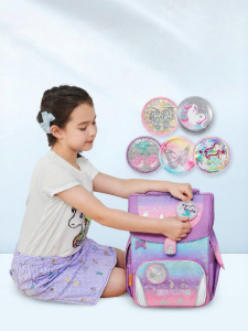 Tiger Family | Phụ Kiện Túi Sách Hình Hoạt Hình Dạng Tròn Có Dán Magic