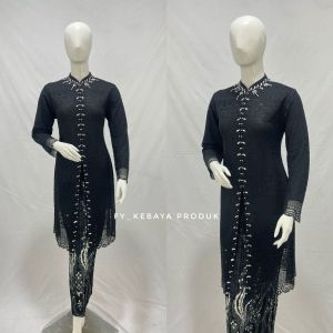 Kebaya Tunik Tille Kerah Sanghai Kombinasi Payet