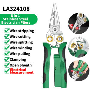 LAOA | LAOA 8-In-1 Stainless Steel Multifunctional Wire Stripping Pliers for Wire Winding Electrical Measurement and Electricians