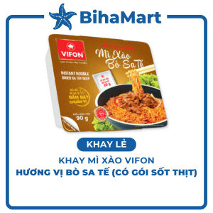 [KHAY LẺ] - VIFON - Mì khay Vifon xào vị Bò Sa tế (CÓ GÓI SỐT THỊT) - (90g/khay) - Mì Bò Sa tế khay xào Vifon Mì khay ăn liền Vifon vị Bò Sa tế Vifon khay mì xào Bò Sa tế.