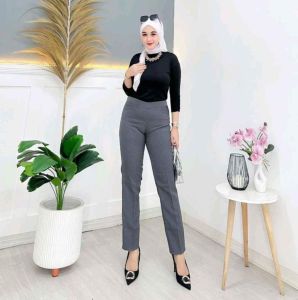 Celana Kerja Wanita Jumbo Kantoran/Celana Kerja wanita Formal pinggang karet
