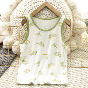 Kids Vest Summer Boys Thin Breathable Bottoming Shirt Childrens Western Style Dinosaur Sleeveless Sling Tops Tide