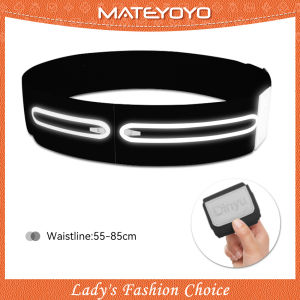 MATEYOYOSports Bag Men Womens Waist Bag Upgrade Three Pocket Waist Bag Adjustable Running Pouch Runners Belt Workout Waist Bag Elastic Belt Hidden Kettle Pocket Reflective Strip Slim Phone Holder Fanny Pack Waterproof Running Belt For Workout Gym Cycling