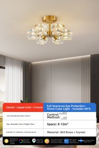 PARSA | Luxurious Full Copper Crystal Ceiling Light
