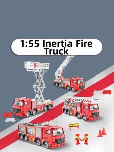 Alloy Fire Truck Toy Car Model Water Tank Ladder Firefighter