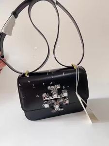 TB womens bag - single shoulder crossbody bag simple gold brick design versatile for daily use small square bag