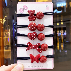 Red Hair Ties And Hair Bands for Girls Children New Year Side Clip Hair Accessories Korean Style Fresh out Fashion Jewelry