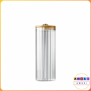 Amoki Canister Glass Food Container with Metal Ring Handle Kitchen Storage Organizer Jar