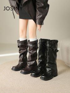 Josiny | Vintage Melard Womens Long Boots Slim Versatile Black