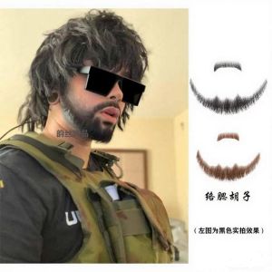 Costume Fake Beard Full Face Mask Escape Room Role Play Decoration CS Prop Halloween Big Beard Facial Hair Simulation Tool