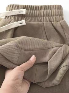 กางเกงขาสั้นทรงหลวมสำหรับผู้ชายและผู้หญิง กางเกงขายาวทรงตรงลำลองฤดูร้อน ทรงหลวม ผ้าโพลีเอสเตอร์ผสม