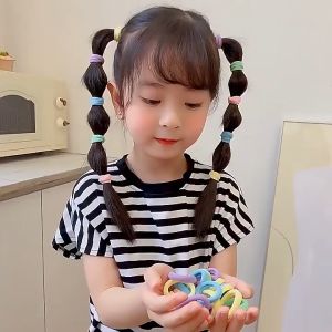ยางรัดผมไนล่อน 2 ซม. ยืดหยุ่นสูง ขนาดเล็ก สีแคนดี้ พาสเทล 100 ชิ้น สำหรับผู้หญิง