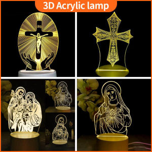LIKHA 3D Acrylic LED Night Light Smart Home Religious Creative Decoration Warm Color 3 Colors 7 Colors Illusion Design Table Lamp