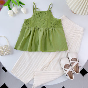 Bear Leader Áo Hai Dây Đơn Giản Phong Cách Phương Tây Hàn Quốc Thời Trang Mùa Thu 2022 Bộ Đồ Hai Mảnh Ngọt Ngào Cho Bé Gái 2-7 Tuổi