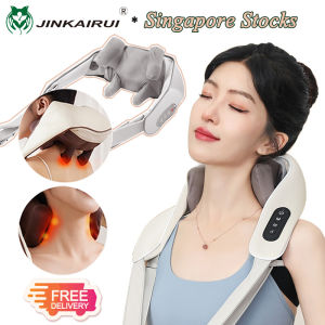 Jinkairui Wireless Neck Shoulder Massager Clamp Kneading with Heat Shiatsu Massager for Back Shoulder Muscle Pain Relief Rechargeable