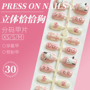 Ready Stock 30pcs/set Sanrio Pochacco Glossy Fake Nails Without Glue