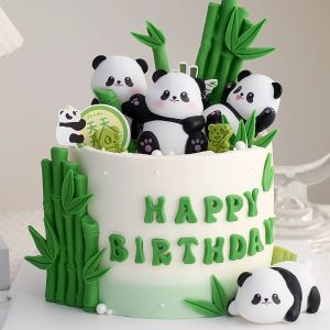 Adorable Panda Cake Decoration Bamboo Childrens Birthday Cake Toppers Accessories Festive Decorations Universal Holiday Use