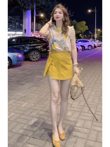 XUECAIQI | Printed Wrinkle Plus Size Dress Set Skirt