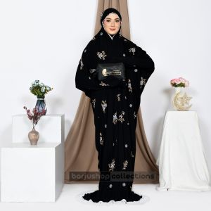 Mukena Terusan Dewasa Rayon Bordir Bunga Royal Rose Wings Mukena Wanita Bahan Adem