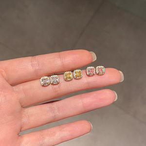 Exquisite 925 Silver Needle Square Zircon Earrings Womens Fashionable High-End Sensation Ear Jewelry Versatile Elegant Design