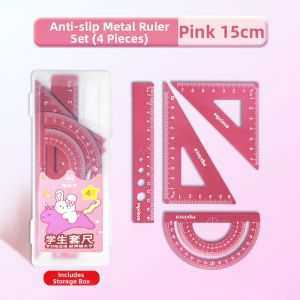 MPRINCE | Eyes Protection Anti-Slip School Supplies Set Ruler Protractor Compass 4 Pieces
