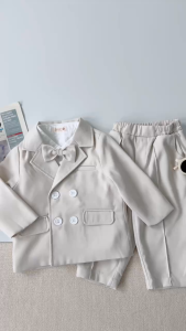 Set bộ vest dài tay 3 chi tiết Vest quần nơ bé trai phong cách hàn quốc 1 đến 7tuổi BERNIE T1123B015