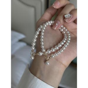 Shijia Genuine Goods Pearl Bracelet Light Luxury Minority Exquisite Strong Light Minimalist Fancy Elegant Twin Bracelet Female