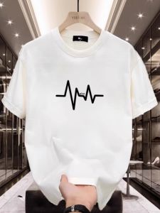 Áo Thun Nữ Tay Ngắn in Hình Dây Chuyền Tim Cỡ Lớn 300 Pound Mùa Xuân Hè Phong Cách Ngọt Ngào Cặp Đôi Chất Liệu Cotton Cổ Tròn Dáng Rộng