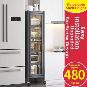GUANGMANZHI | Narrow Gap Storage Cabinet Kitchen Use Door Equipped Floor Placed
