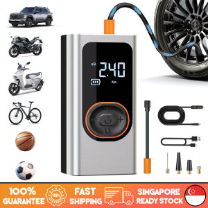 🇸🇬[Ready Stock] Portable Digital Display Tyre Inflator Air Compressor Car Tire Air Pump with Pressure Gauge LED Light Electric Bicycle Tire Pump Ball Motorcycle Bicycle Accessories