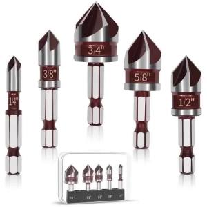 ZUOMU | 1Set Hole Opener Chamfer Drill Bit Hex Shank Woodworking Chamfering Tool 82° Countersink Precise Multi-Size Countersink Bits