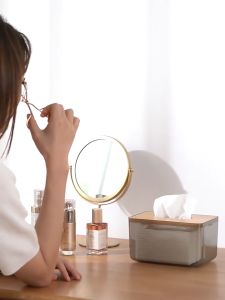 Minimalist Tissue Box Dispenser With Bamboo Lid Square Rectangular Round - Paez Official
