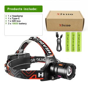 9900000000LM Strong Light LED Headlight Powerful Headlamp Long Shot 3500M Rechargeable Lamp Fluorescent Light Outdoor Fishing