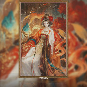 Modern Simple Cross Stitch Kit Peony Cartoon Anime Vertical Version for Living Room Bedroom Cotton Fabric Ancient Style Beauty Series