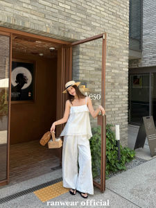 Relaxed Fit Wide Strap Trousers with Lurex Stripe 75 Lycell