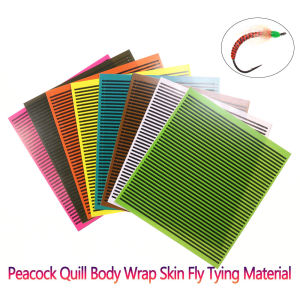 1~8 Sheets Synthetic Peacock Quill Body Wrap Skin Fly Tying Material 38 Herls per Sheet Scud Nymph Bug Bond Trout Fishing Lures