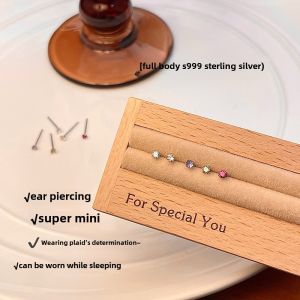 Elegant 999 Pure Silver Ear Cuff Womens Miniature Exquisite Colorful Small Diamond Piercing Versatile High-End Sensation Ear Jewelry
