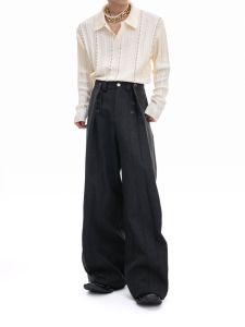 ArguE CulturE Mens Casual Trousers Pleated Drape Design Straight Leg Cotton Blend Comfortable Fit Youthful Style Autumn Wear