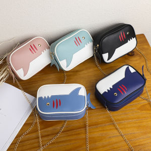 Tas Selempang Bahu Wanita Sling Bag Hiu Kulit PU Tali Rantai Lucu Korean Style Trendy COD T165