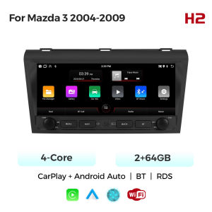 10.26 inch Car Multimedia Player For Mazda 3 2004-2009 Android Head Unit Wireless CarPlay Android Auto 64GB 4 Core WIFI GPS RDS