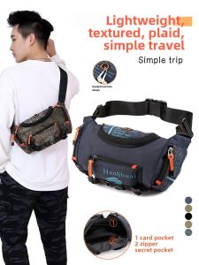 Mens Crossbody Bag Casual Multi-Functional Outdoor Pocket Mobile Phone Bag Sports Running Large Capacity Waterproof Hiking Chest Bag